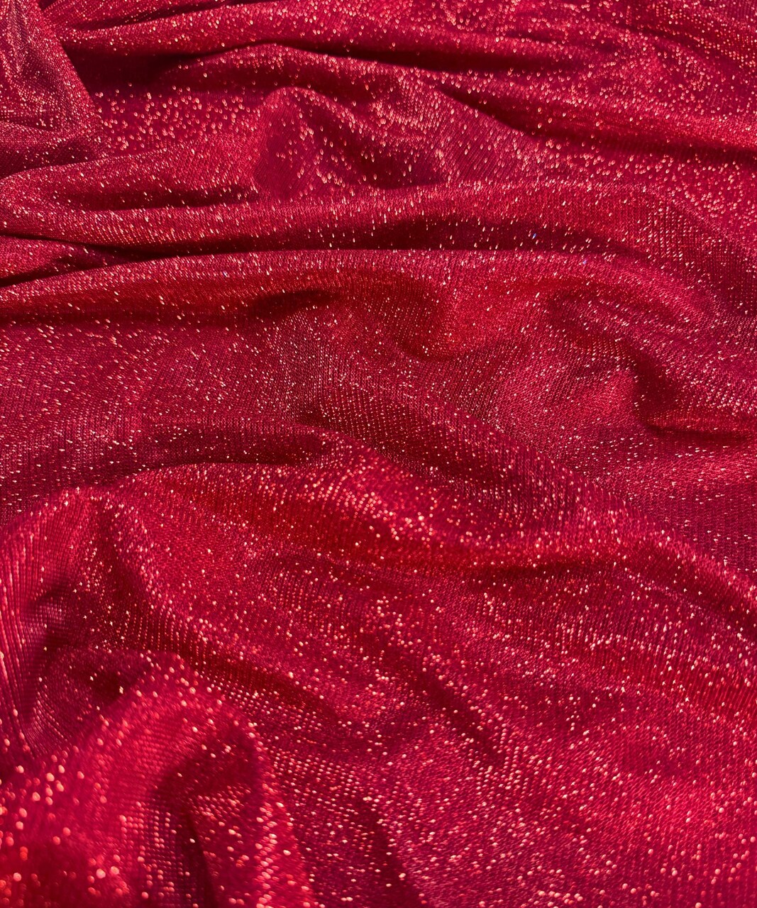 Red Glitter Lurex Knit Fabric by the Yard, 60" Wide Sparkle Metallic Stretch Fabric for Costumes, Gowns, Dancewear